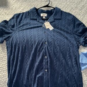 INDUSTRY Men's Textured Blue Button Down Shirt